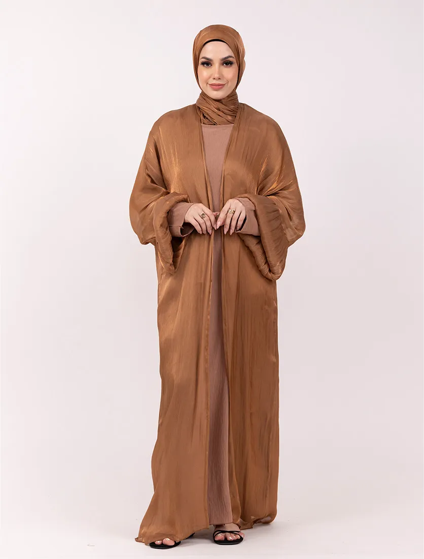 Rust Open Organza Kaftan Set